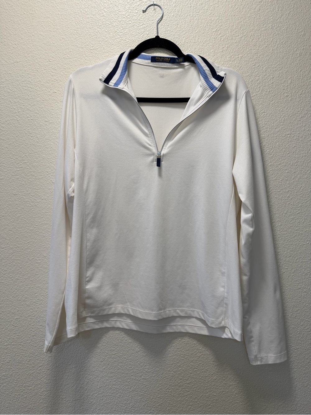 Ralph Lauren Women’s British AIG White Quarter-Zip Long Sleeve Top